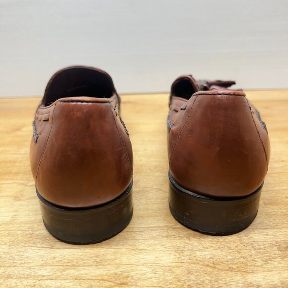 Cole Haan Leather Loafer Women's 7.5B Basket Weave Tassel Brown Slip On Casual - Picture 8 of 10